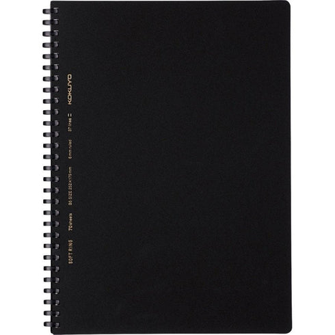 Kokuyo B5 Soft Ring BUSINESS Series BLACK 6mm Dotted Ruled Notebook Eco Friendly Notebook | 70 Sheets SV407B
