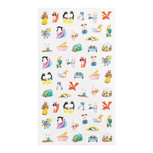 Midori ANIMALS In Scenes CAT Dog Squirrel Sticker for DIARY Series Stickers Washi Tape Stickers Repositionable Stickers Bujo Stickers | 2568