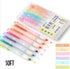 Dianshi RETRACTABLE SOFT Color Highlighter Set Refillable Highlighter Set Eco Conscious Four Series Six Pen Set 24 Colors | DS-805S
