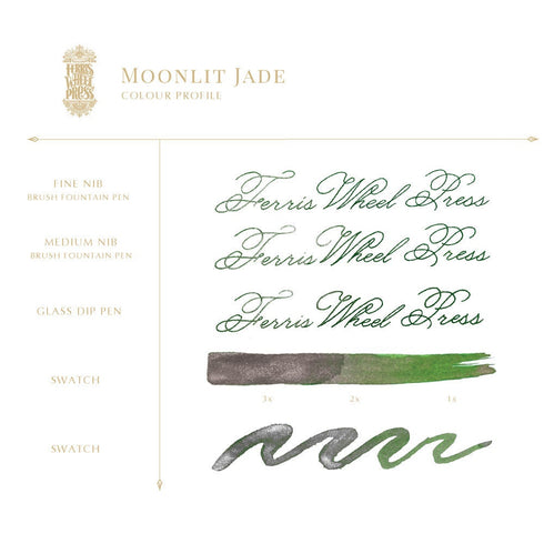 Ferris Wheel Press MOONLIT JADE SHIMMER Fountain Pen Ink Dip Pen Ink Calligraphy Ink Bottle Ink | 38ml
