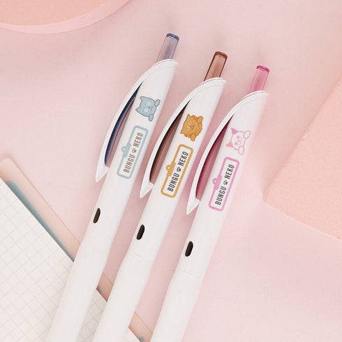 Kokuyo Vividry BUNGO & NEKO Limited Edition Three Pen Set Retractable Gel Pen Color Ink | WSG-PR2M302-3S