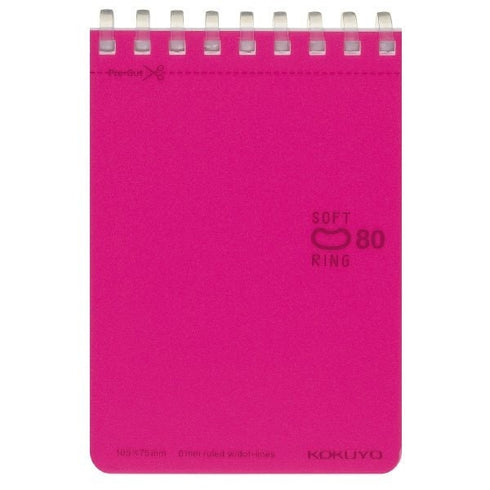 Kokuyo A7 ORANGE Soft Ring Notebook 6mm Dotted Ruled Line Mini Type Reporter Style Notebook Flip Up Notebook | 80 Sheets SV378BT