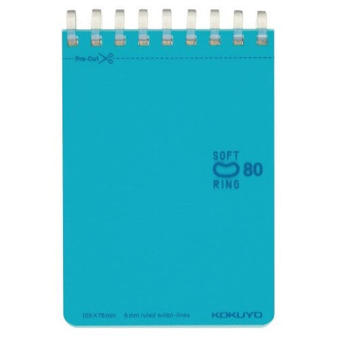 Kokuyo A7 PINK Soft Ring Notebook 6mm Dotted Ruled Line Mini Type Reporter Style Notebook Flip Up Notebook | 80 Sheets SV378BT