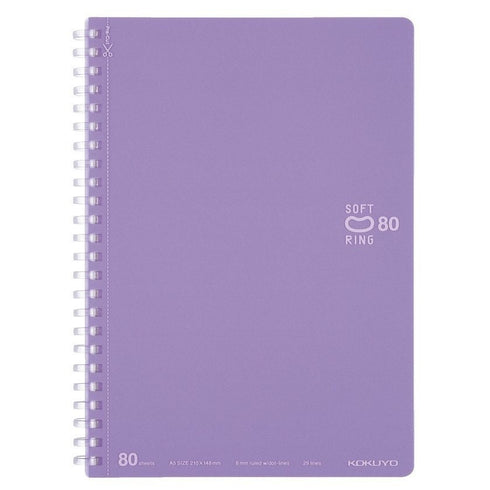 Kokuyo A5 Soft Ring VIOLET Notebook Dotted Line 6 mm Rule | 80 Sheets SV338BT