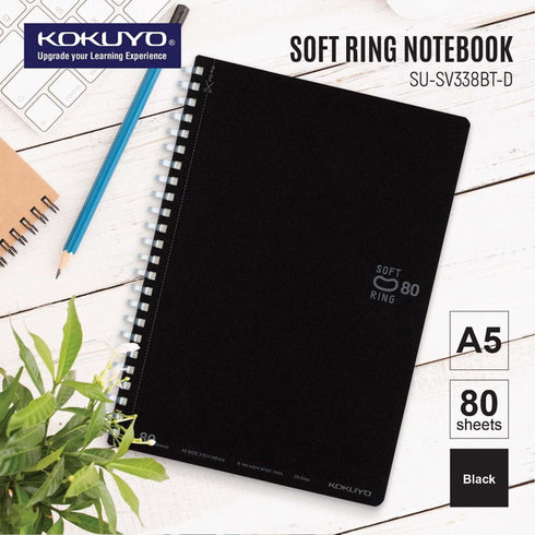 Kokuyo A5 Soft Ring GRAY Notebook Dotted Line 6 mm Rule | 80 Sheets SV338BT
