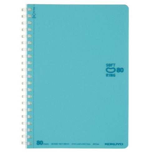 Kokuyo B6 Soft Ring B6 LIGHT BLUE Notebook Dotted Line 6mm Rule | SV348BT 80 Sheets