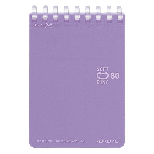 Kokuyo A7 GRAY Soft Ring Notebook 6mm Dotted Ruled Line Mini Type Reporter Style Notebook Flip Up Notebook | 80 Sheets SV378BT