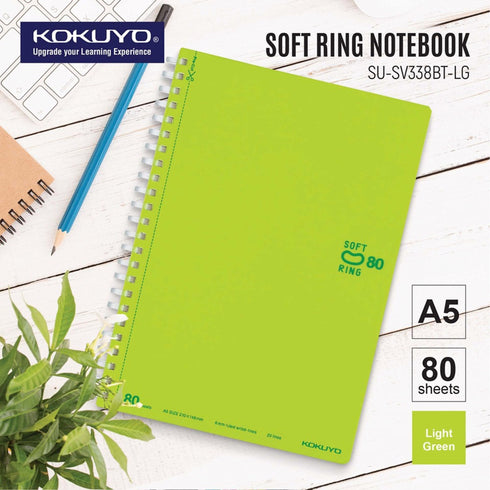 Kokuyo A5 Soft Ring BLUE GREEN Notebook Dotted Line 6 mm Rule | 80 Sheets SV338BT