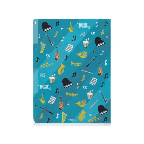 Midori A5 Musical INSTRUMENTS 3 Pocket Clear Folder MD Folder Water Resistant Folder | 220mm X160mm