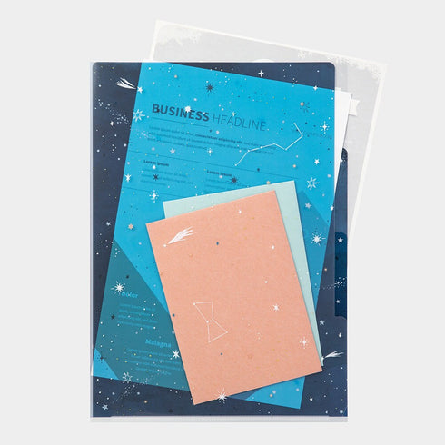 Midori A4 STARRY 3 Pocket Clear Folder MD Folder Water Resistant Folder | 310mm X 221mm