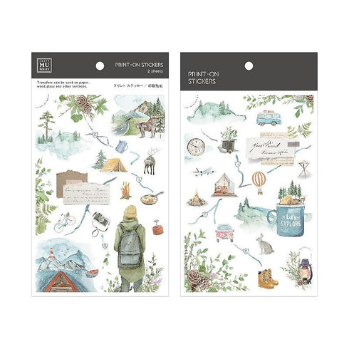MU Lifestyle Print-On Stickers Rub -On Stickers Transfer Stickers Translucent Stickers 188 | Camping Camper Adventure Outdoors Bonfire