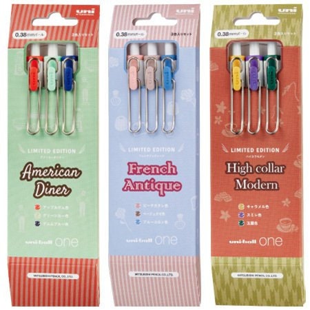 Uni-Ball One AMERICAN DINER Limited Edition 0.38 Classical Color Gel Pen Set Knock Pen Gel Ink Pen Set | UMN-S-38 AD3C
