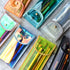 PLEPIC TWINKLE Clear BLUE Hologram Pen Case Pencil Case Storage Case Durable Pen Case Storage Case Clear Testing Case | 193 X 93mm