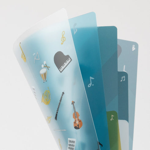 Midori A5 Musical INSTRUMENTS 3 Pocket Clear Folder MD Folder Water Resistant Folder | 220mm X160mm