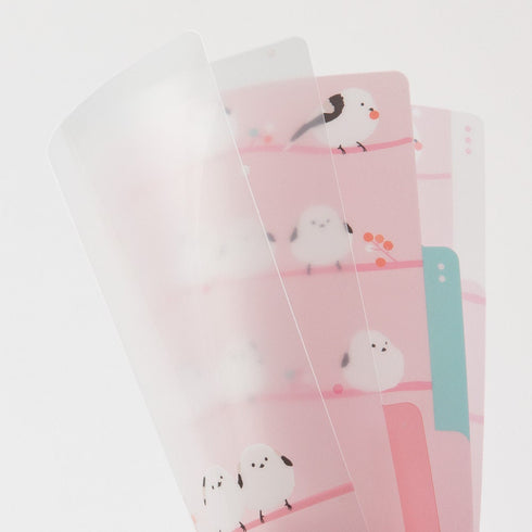 Midori A5 BIRDS White-Tailed Tits 3 Pocket Clear Folder MD Folder Water Resistant Folder | 220mm X160mm