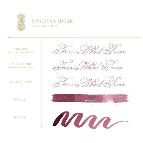 Ferris Wheel Press SPADINA ROSE Fountain Pen Ink Fashion District Dip Pen Ink Calligraphy Ink Bottle Ink | 38ml