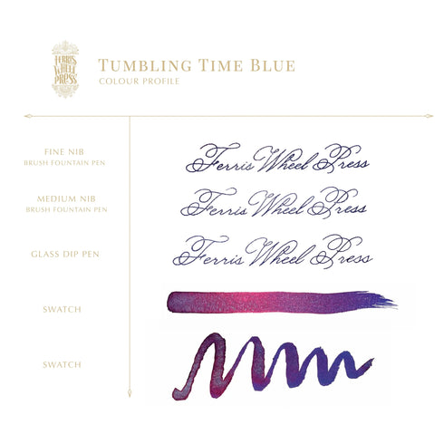 Ferris Wheel Press Ferritales Tumbling Time Blue SHIMMER Fountain Pen Ink Dip Pen Ink Calligraphy Ink Bottle Ink | 20ml