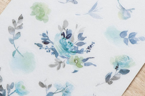 MU Lifestyle Print-On Stickers Rub -On Stickers Transfer Stickers Translucent Stickers 191 | Blue Roses Purple Roses Green Foliage