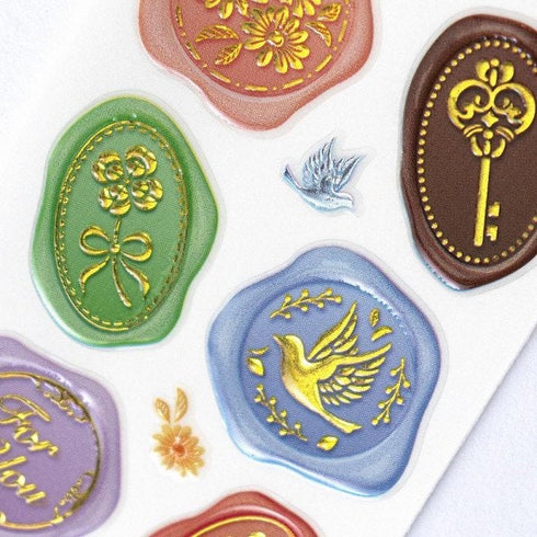 NB Co., Ltd Japan Embossed WAX SEALS Gold Foil Fountain Pen Ink Bottles Stickers 万年筆インクボトルステッカー Stickers Embellishment Stickers | 3014138