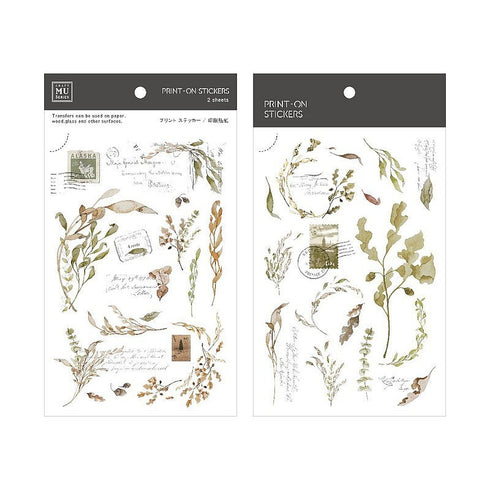 MU Lifestyle Print-On Stickers Rub-On Stickers Transfer Stickers Translucent Stickers 201 | Postage Ephemera Leaves Postage Stamps