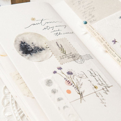 MU Lifestyle Print-On Stickers Rub-On Stickers Transfer Stickers Translucent Sticker 203 | Ethereal Flowers Roses Lavender Queen Anne's Lace