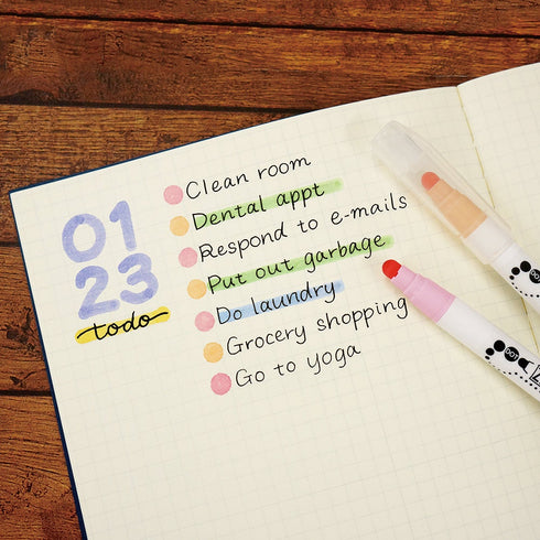 Kuretake FLUORESCENT HIGHLIGHT Zig Clean Color Dot Set One Pen or 6 Piece Set Single-Tip Marker | TCSD-6100/6VC