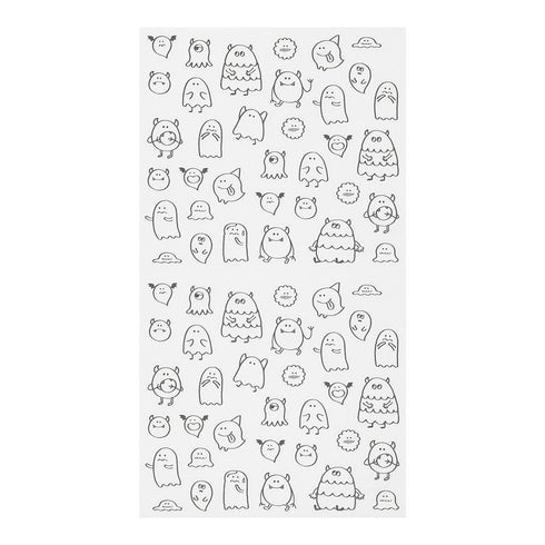 Midori Seal Collection MONSTER CHAT SERIES Black and White Planner Stickers Movable Stickers Notebook Stickers Coordinating Stickers | 2591