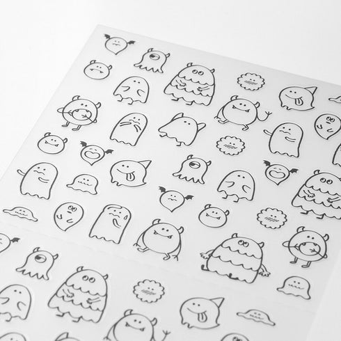 Midori Seal Collection MONSTER CHAT SERIES Black and White Planner Stickers Movable Stickers Notebook Stickers Coordinating Stickers | 2591