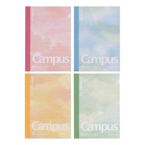Kokuyo YELLOW A7 LIMITED EDITION Watercolor B Ruled 6mm Ruled Notebook Washi Tape Keychain Clear Pouch Complete Set | 99K-242BN