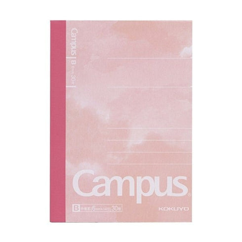 Kokuyo PINK A7 LIMITED EDITION Watercolor B Ruled 6mm Ruled Notebook Washi Tape Keychain Clear Pouch Complete Set | 99K-242BN