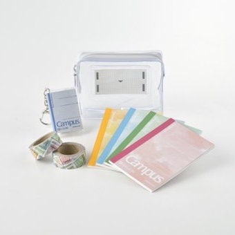 Kokuyo Mini CLEAR POUCH LIMITED Edition Campus Washi Tape Ruled Notebook Keychain Clear Pouch Complete Set | 99KF-VBF232T