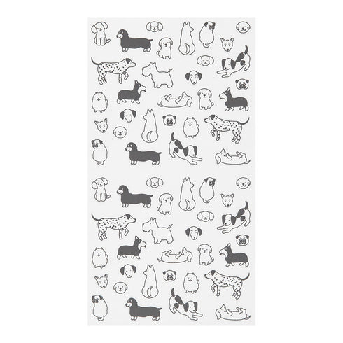 Midori Seal Collection DOGS CHAT SERIES Black and White Planner Stickers Movable Stickers Notebook Stickers Coordinating Stickers | 2592