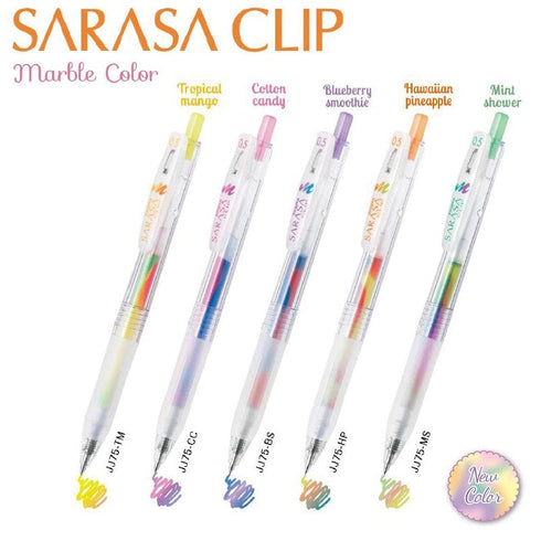 Zebra Sarasa Clip Marble COTTON CANDY Color Gel Pen 0.5mm Push Clip Gel Pen Super Saturated Ink | JJ75