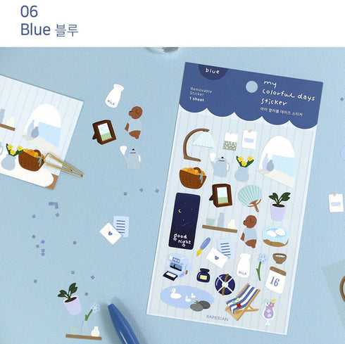 Paperian BLUE My COLORFUL Days Stickers Planner Stickers Lifestyle Stickers Daily Life Stickers Removable Sticker South Korea | 130 X 90mm