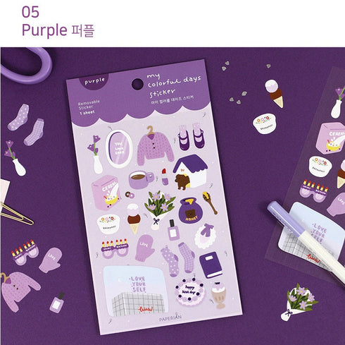 Paperian GREEN My COLORFUL Days Stickers Planner Stickers Lifestyle Stickers Daily Life Stickers Removable Sticker South Korea | 130 X 90mm