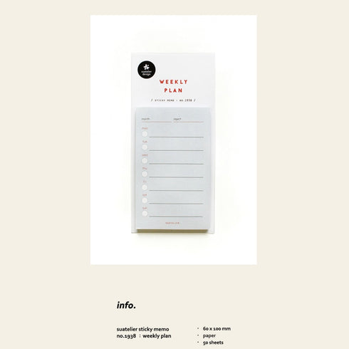 Suatelier WEEKLY PLAN By Day List Planner Sticky Notes Weekly Schedule List Sticky Notes Schedule Sticky Notes Time Tracker List | 1938