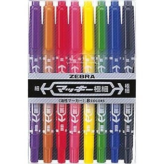 Zebra McKee Light BLUE Permament Dual End Marker Oil-Based Ink Fine and Extra Fine Point 0.5mm 1.00mm Marker Set | MO-120-MC