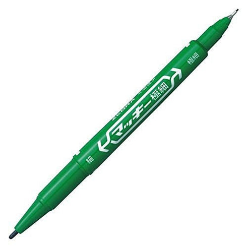 Zebra McKee GREEN Permament Dual End Marker Oil-Based Ink Fine and Extra Fine Point 0.5mm 1.00mm Marker Set | MO-120-MC