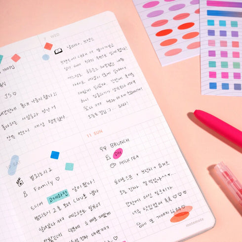 MOTEMOTE ESSENTIAL SPREAD Transparent Highlight Stickers No Smear Highlight Pocket Stickers Line Stickers One Line Highlight | 170 X 65mm