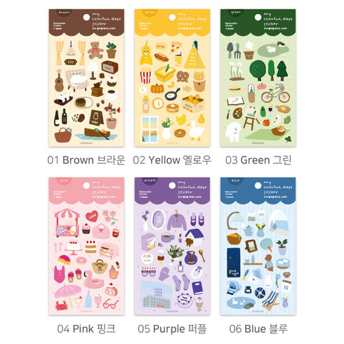 Paperian BLUE My COLORFUL Days Stickers Planner Stickers Lifestyle Stickers Daily Life Stickers Removable Sticker South Korea | 130 X 90mm