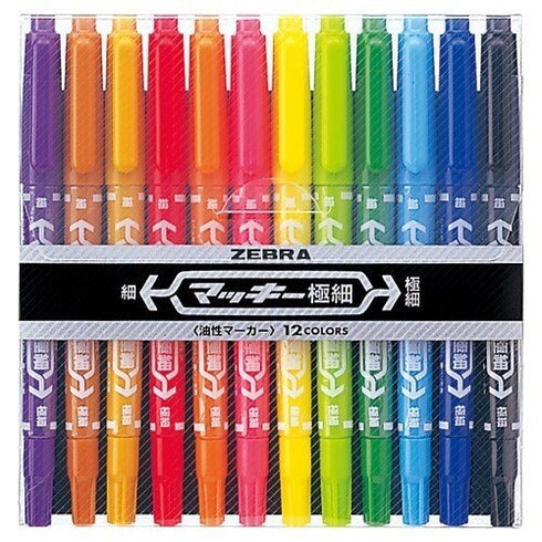 Zebra McKee BLUE Permament Dual End Marker Oil-Based Ink Fine and Extra Fine Point 0.5mm 1.00mm Marker Set | MO-120-MC