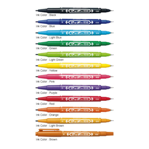 Zebra McKee 12 Piece Set Permament Dual End Marker Oil-Based Ink Fine and Extra Fine Point 0.5mm 1.00mm Marker Set | MO-120-MC