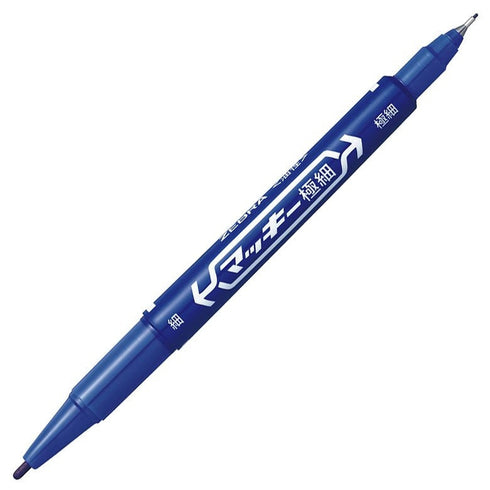 Zebra McKee BLUE Permament Dual End Marker Oil-Based Ink Fine and Extra Fine Point 0.5mm 1.00mm Marker Set | MO-120-MC