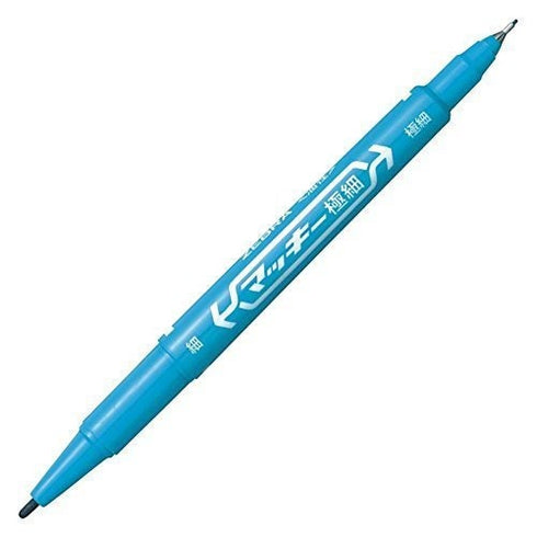 Zebra McKee Light BLUE Permament Dual End Marker Oil-Based Ink Fine and Extra Fine Point 0.5mm 1.00mm Marker Set | MO-120-MC