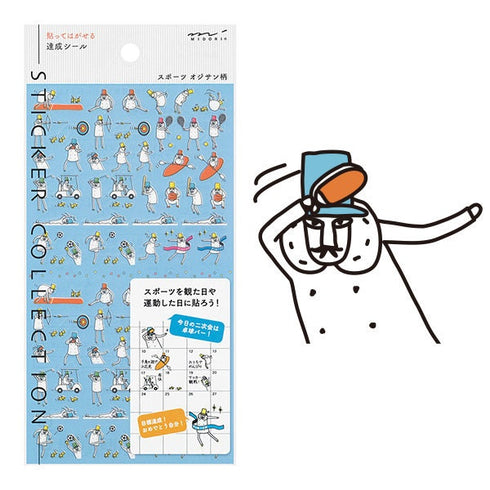 Midori OJISAN SPORTS Sticker Transparent Sticker Clear Stickers PET Sticker Achievement Sticker Old Man Sticker | 2542