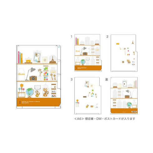 Midori A6 ORGANIZATION HOME LIVING 3 Pocket Clear Folder | H175 x W119mm