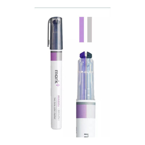 Kokuyo Mark+ GREEN Plus GRAY Two Tone Highlighter Dual Way Highlighter Pen Two Way Highlighter Double Sided Highlighter | PM-MT101GM