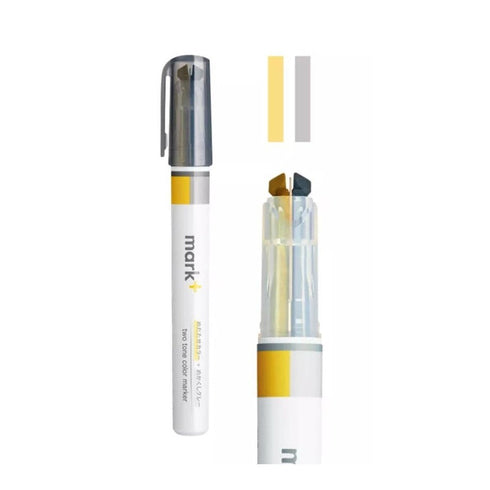 Kokuyo Mark+ GREEN Plus GRAY Two Tone Highlighter Dual Way Highlighter Pen Two Way Highlighter Double Sided Highlighter | PM-MT101GM