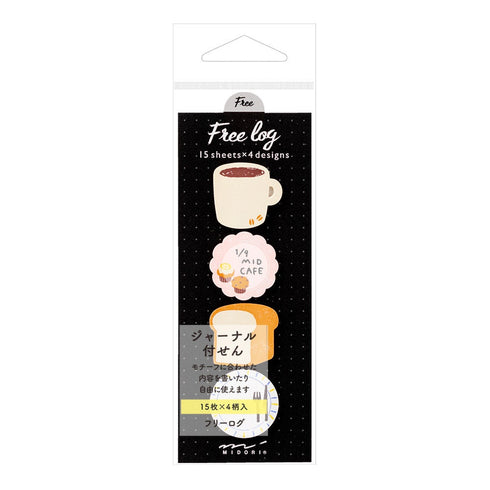 Midori CAFÉ Food Sticky Notes Coffee Toast Muffins Lunch Plate Bullet Journal Sticky Notes Daily Notes | 70 Sheets 19068