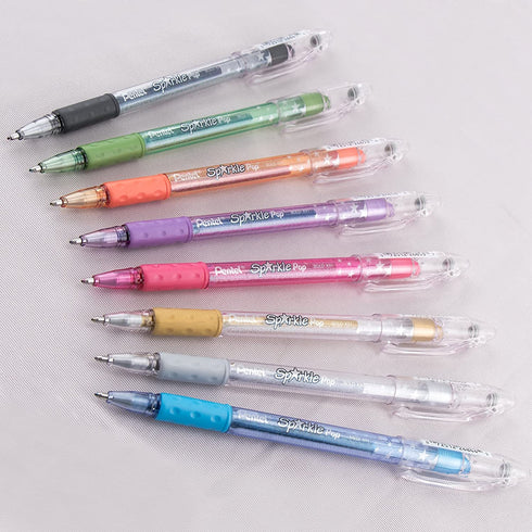 Pentel SPARKLE POP Metallic Gel Pen 1.0mm Bold Line Assorted Colors Pack of 8 Shimmering Ink | K91BP8M